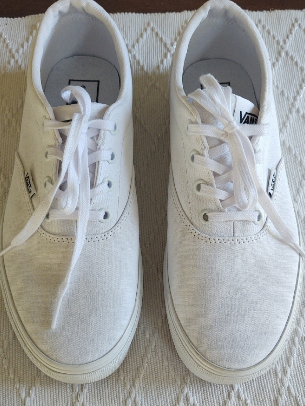 Vans White Low-Top Canvas Sneakers - Size 10